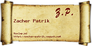 Zacher Patrik névjegykártya